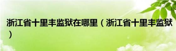 浙江省十里丰监狱在哪里(浙江省十里丰监狱)