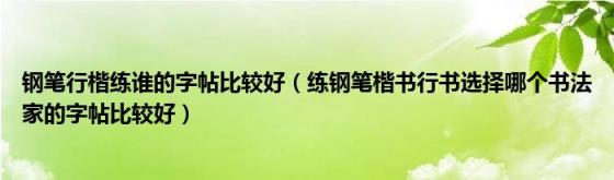 钢笔行楷练谁的字帖比较好(练钢笔楷书行书选择哪个书法家的字帖比较好)