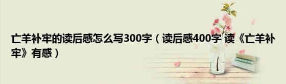 亡羊补牢的读后感怎么写300字(读后感400字读《亡羊补牢》有感)