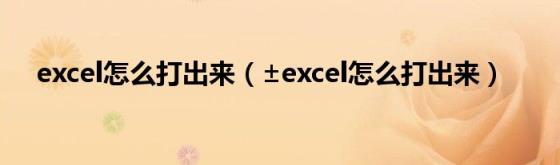 excel怎么打出来(±excel怎么打出来)