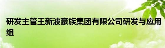 研发主管王新波豪族集团有限公司研发与应用组