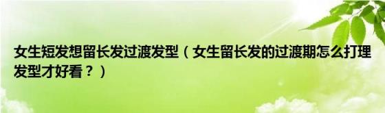 女生短发想留长发过渡发型(女生留长发的过渡期怎么打理发型才好看？)