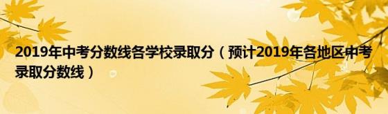 2019年中考分数线各学校录取分(预计2019年各地区中考录取分数线)