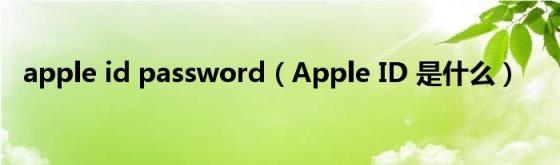 apple(idpassword（AppleID是什么）)