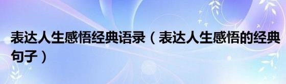 表达人生感悟经典语录（表达人生感悟的经典句子）