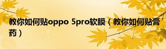 教你如何贴oppo(5pro软膜（教你如何贴膏药）)