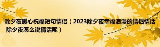 除夕夜暖心祝福短句情侣（2023除夕夜幸福浪漫的情侣情话(除夕夜怎么说情话呢）)