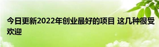 今日更新2022年创业最好的项目(这几种很受欢迎)