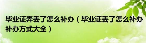 毕业证弄丢了怎么补办（毕业证丢了怎么补办补办方式大全）