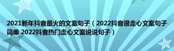 2021新年抖音最火的文案句子（2022抖音很走心文案句子简单(2022抖音热门走心文案说说句子）)