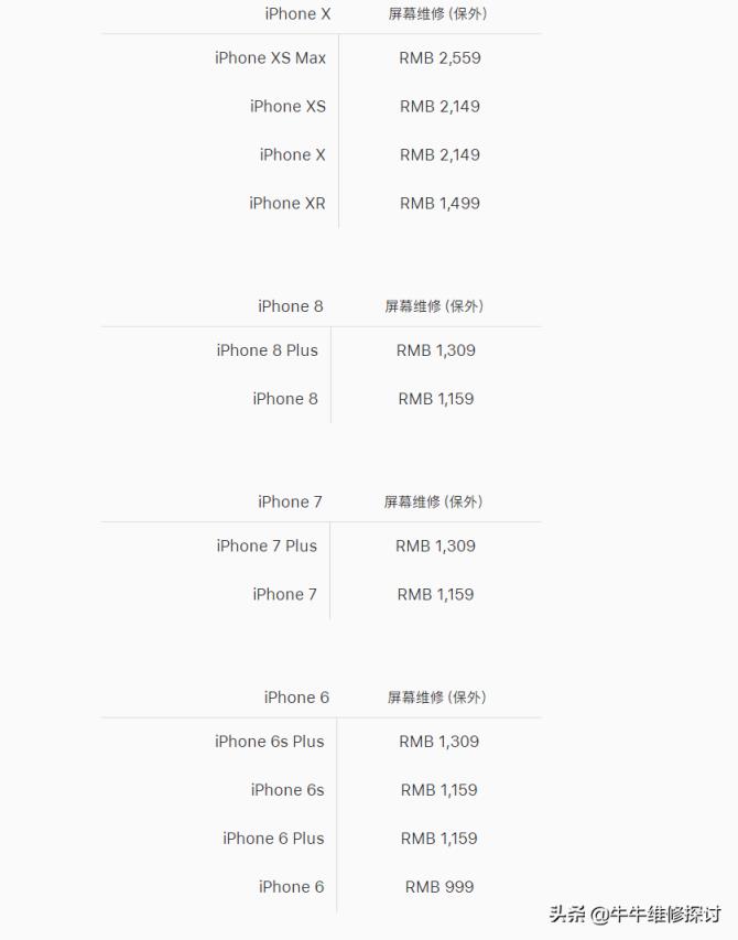 iphone手机官方屏幕更换价格详解？(苹果内屏坏了多少钱修)